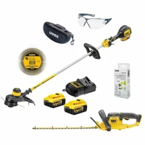 DeWALT Gartenpflege-Set 18V – Mit Akku-Rasentrimmer, Akku-Heckenschere, Augenschutz, Gehörschutz Und Zubehör-Set + Akku-Set Und Ladegerät Oder BASIC Version – Ausführung:ohne Akkus Und Ladegerät 6